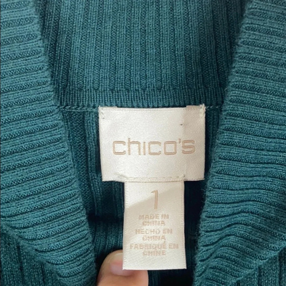 Chico’s‎ Mock Cold-Shoulder Ribbed Stretchy Sweater Chico’s Size 1 - Picture 3 of 7